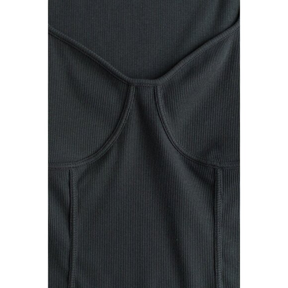 H&M Dark Gray Corset Style Ribbed Long Sleeve Top - Picture 4 of 7